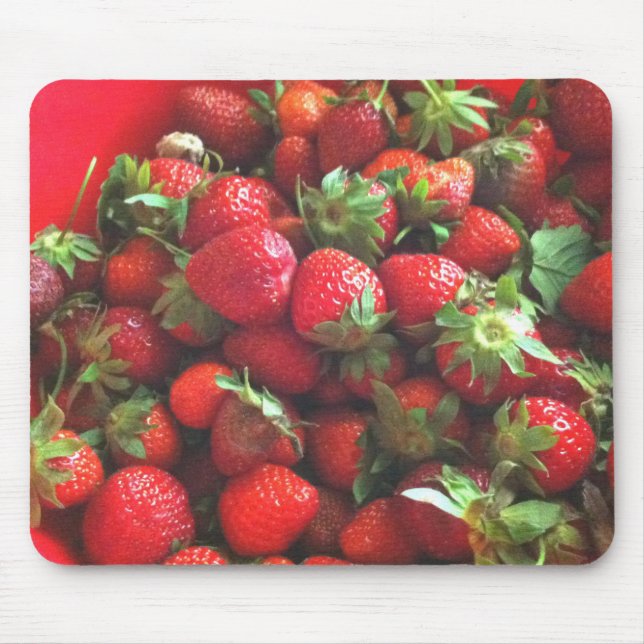 Foto på röd frukt från jordgubbar musmatta (Framsidan)