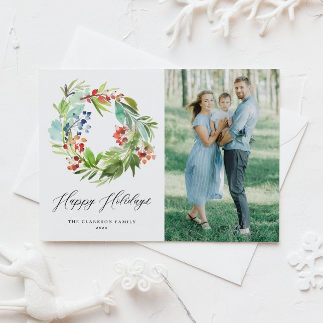 Foto på röd vinterbär och enbuskkrans vykort (Skapare uppladdad)