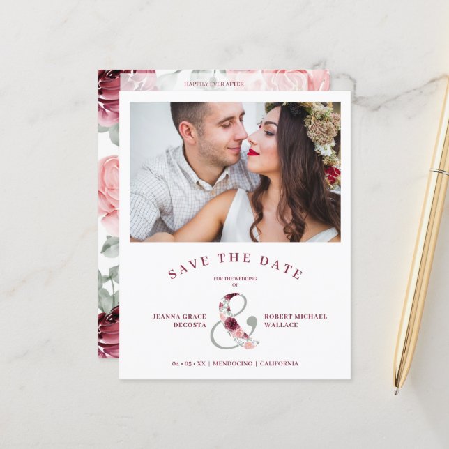 Foto på Rosa av modern romsk klassisk Blommigt (Fram/Back In Situ)