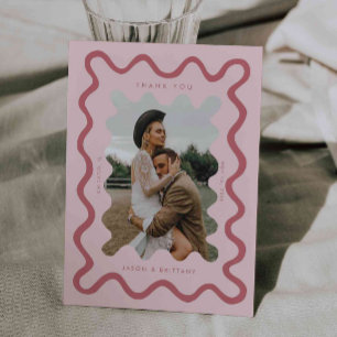 Foto på Rosa Bröllop Hand plockade Tack Kort