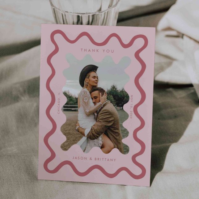 Foto på Rosa Bröllop Hand plockade Tack Kort (Skapare uppladdad)