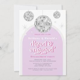 Foto på rosa Elegant Retro Disco Förlovning Inbjudningar