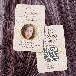 Foto på Rosa Guld Anpassningsbar Social Media QR- Visitkort