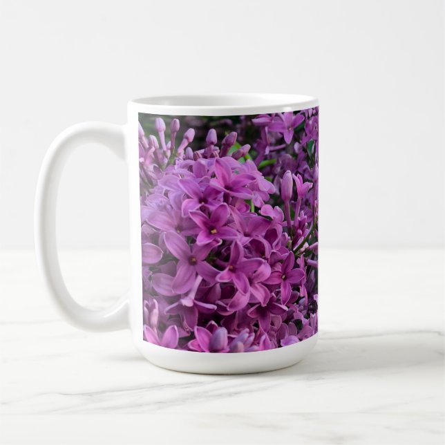 Foto på rosa lila lilacs romantisk rosa blommigt  kaffemugg (Vänster)