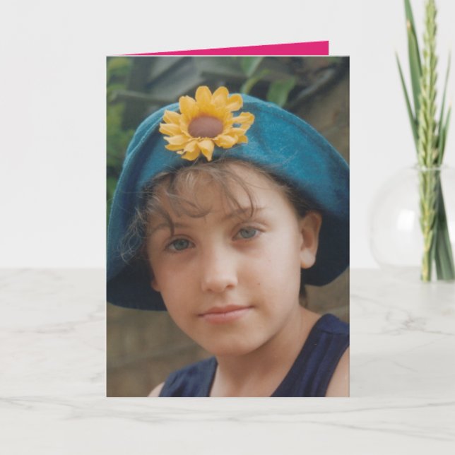 Foto på rosa och lila av Grattis på födelsedagen G Kort (Framsida)