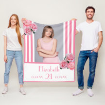 Foto på rosa rand blommigt namn 21-årsdagen