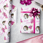 Foto på rosan  anpassningsbar i vattenfärgen lagra presentpapper<br><div class="desc">Personlig bröllop-presenten som är papper och som innehåller ett ursprungligt vattenfärgsfärgat mörk rosa lagrar-blomma och ett eget par-namn, bröllop-datum, gifters namn och personligt meddelande och ett foto av ditt lycklig-par på vit bakgrund. Ett underbart sätt att komma till ge med en personlig vid speciella bröllopspresenter och gåvor, eller gåva när...</div>