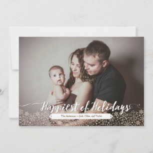 Foto på Rustic Calligraphy & Snowflake Snöre Helgd Julkort