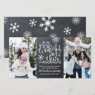 Foto på Rustic Chalkboard Snowflake God jul Kort