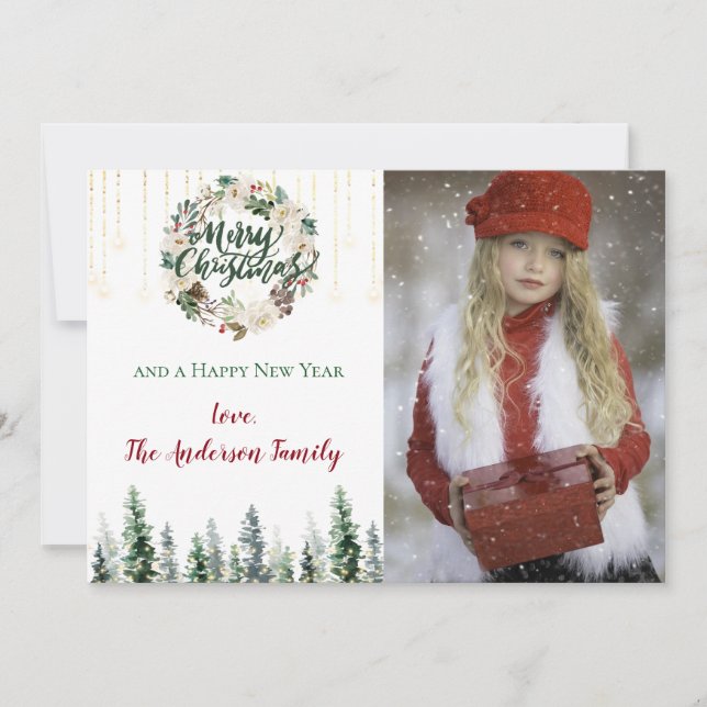 Foto på Rustic Forest Ljus God jul Julkort (Framsida)