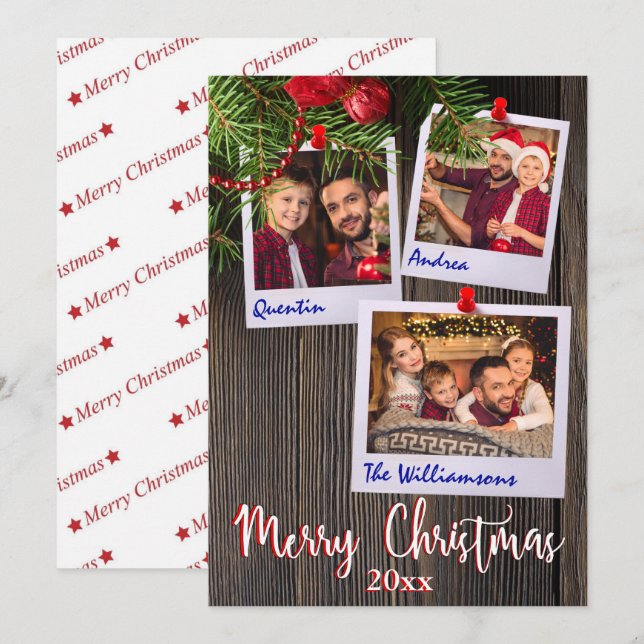 Foto på Rustic julbulletin Board Inbjudningar (Fram/baksida)