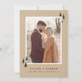 Foto på Rustic Kraft Hand-dragen Mountains Gräs Tr Spara Datumet