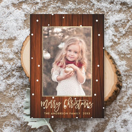 Foto på Rustic Land Wood Guld God jul Julkort