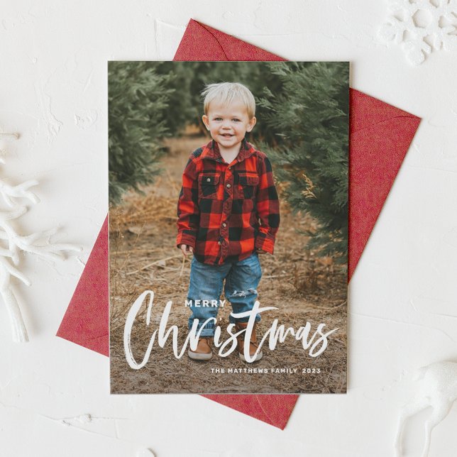 Foto på Rustic Modern Calligraphy God jul Helgkort (Skapare uppladdad)