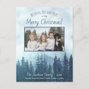 Foto på Rustic Mountain Blue Gräs God jul Helg Vykort