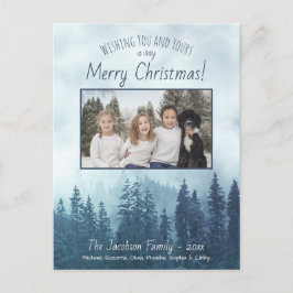 Foto på Rustic Mountain Blue Gräs God jul Helg Vykort