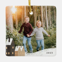 Foto på Rustic Snowy Village Scene