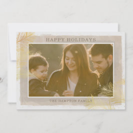 Foto på Rustic Vintage Guld Gräs Grenar Julkort