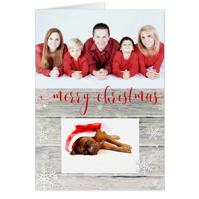 Foto på Rustic Wood God jul - gratulationskort Hälsningskort (Framsidan)