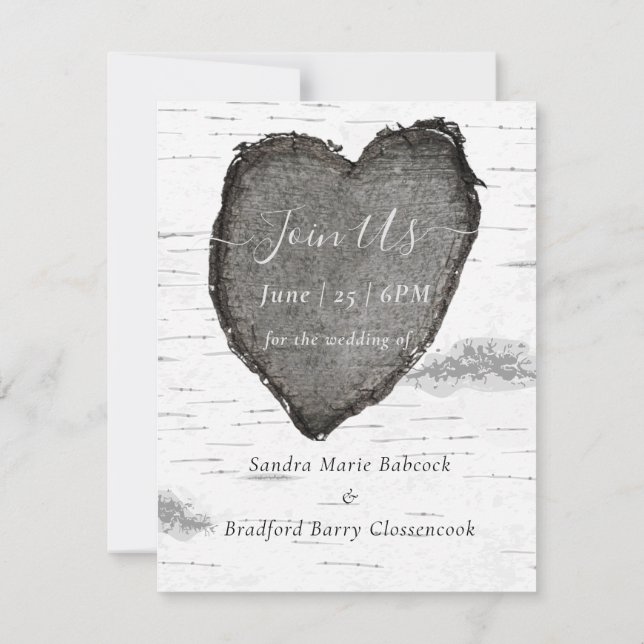 Foto på Rustic Wood Hearts Aspen Tack Kort (Baksida)