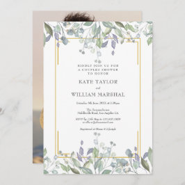 Foto på Sage and Lilac Blommigt Bröllop Par Shower Inbjudningar