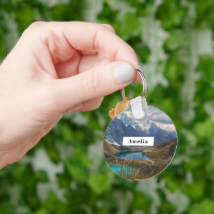 Foto på sceniska alprebergarter nyckelring