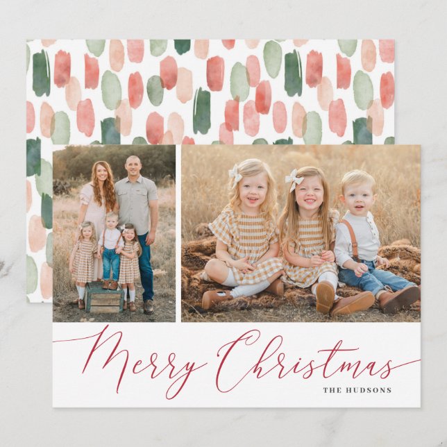 Foto på Script God jul Elegant 2 Julkort (Fram/baksida)