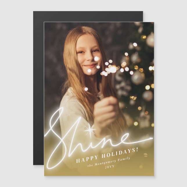 Foto på Shine Glow Handskrift Script Guld Ombre (Fram/baksida)