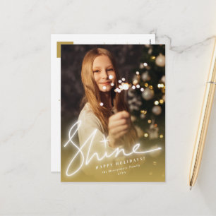 Foto på Shine Glow Handskrift Script Guld Ombre Helg Vykort