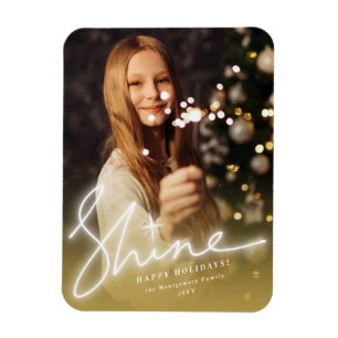 Foto på Shine Glow Handskrift Script Guld Ombre Magnet