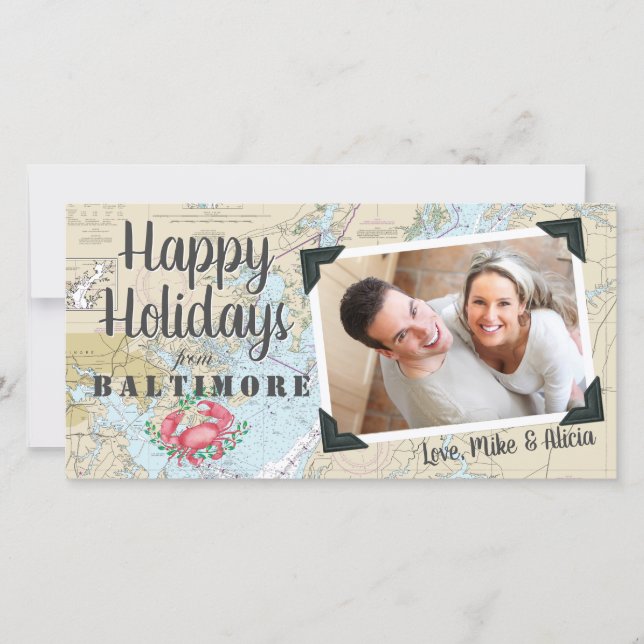 Foto på sjökrabba + Chesapeake Maryland Bay Julkort (Framsida)