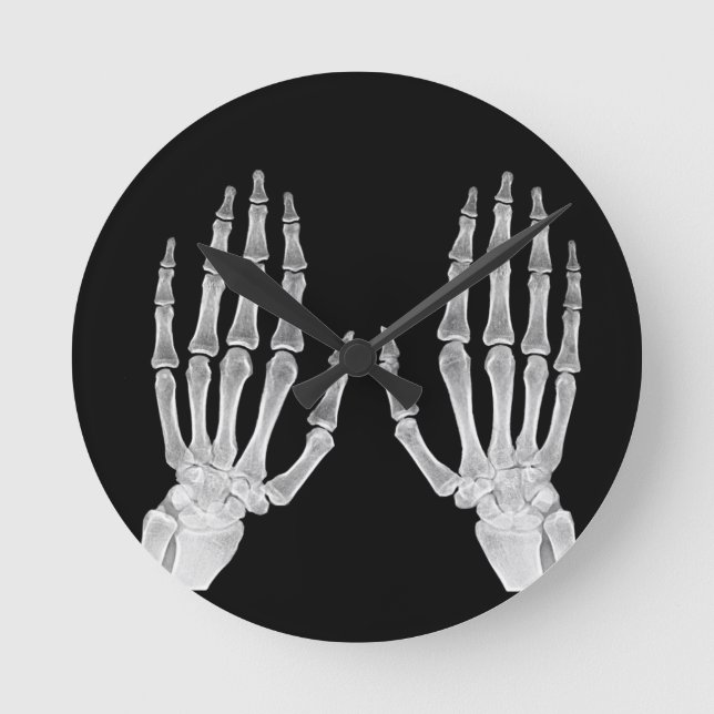 Foto på Skeleton Händer Xray Bild Human Anatomy  Rund Klocka (Framsida)