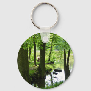 Foto på skog och Bäck Nyckelring