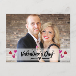 Foto på skript Red Rosa Hearts Valentine Day Photo Helg Vykort