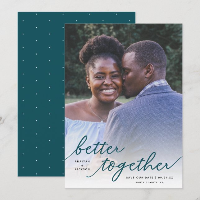 Foto på skriptfotot med helt enkelt bättre kombina spara datumet (Fram/baksida)