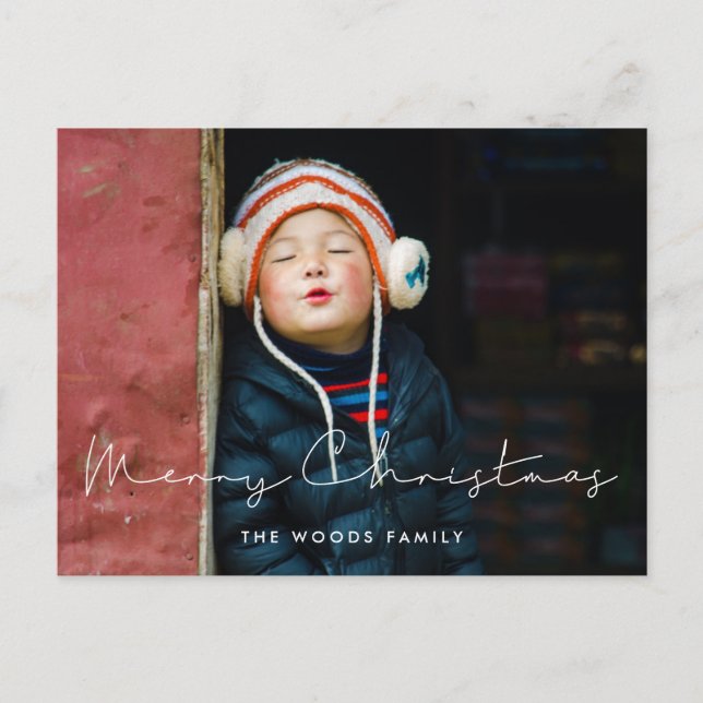 Foto på små handskrivna God jul-barn Vykort (Framsida)