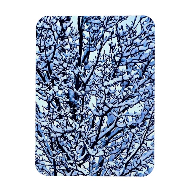 Foto på snötäckta vinterträdgrenar magnet (Vertikal)