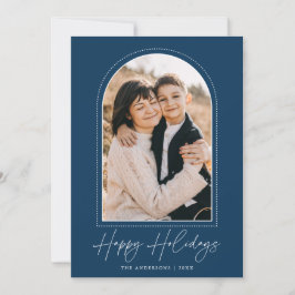 Foto på Snowy Arch Navy Blue Glad helg Julkort