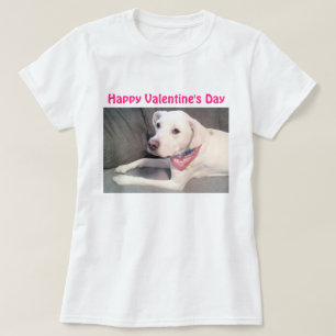 Foto på söt vit valp Alla hjärtans dag T Shirt