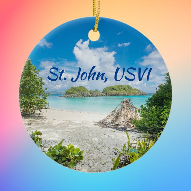 Foto på stranden på St. John U S Virgin Islands Julgransprydnad Keramik (Skapare uppladdad)
