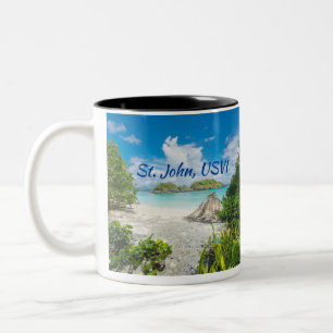 Foto på stranden på St. John U S Virgin Islands Två-Tonad Mugg