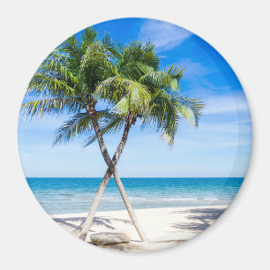 Foto på strandparadis i Tropical handflatan träd Magnet
