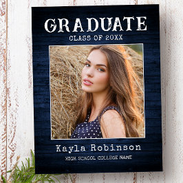 Foto på Studenten i Rustic Land Blue Wood Plank Vykort