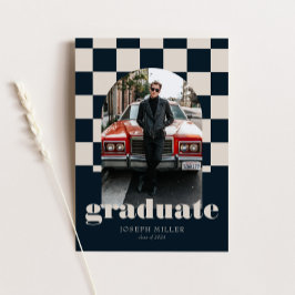 Foto på Studenten med blå återcirkulerad Vintage i Inbjudningar