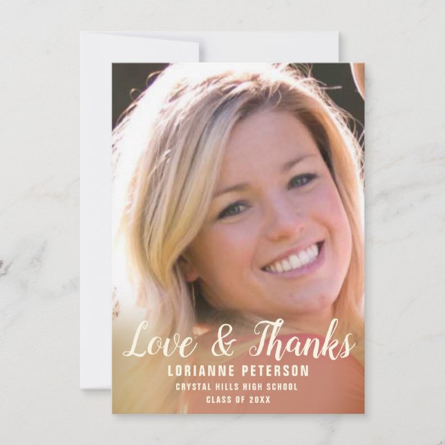 Foto på studenten Modern Script Rustic Ro Tack Kort (Framsida)