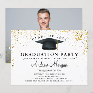 Foto på Studentfesten guld Glitter Grad Cap Cap P Inbjudningar
