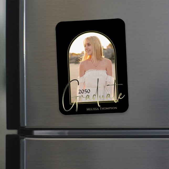 Foto på svart Elegant i Guld Student-skript Magnet (Skapare uppladdad)