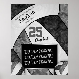 Foto på svart grått-flickors volleyball-lag poster