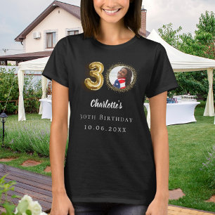 Foto på svart guld i 30års födelsedag t shirt