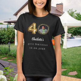 Foto på svart guld på 40-årsdagen t shirt